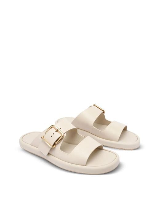 Tod's White Double-Buckle Leather Sandals