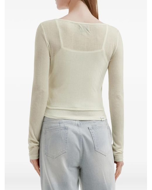 Musium Div. White Button Ribbed Top