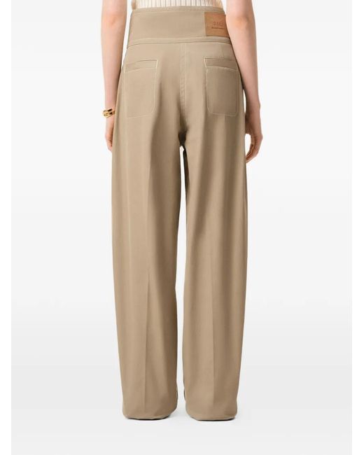 AMI Natural Cotton Wrapped Belted Trousers