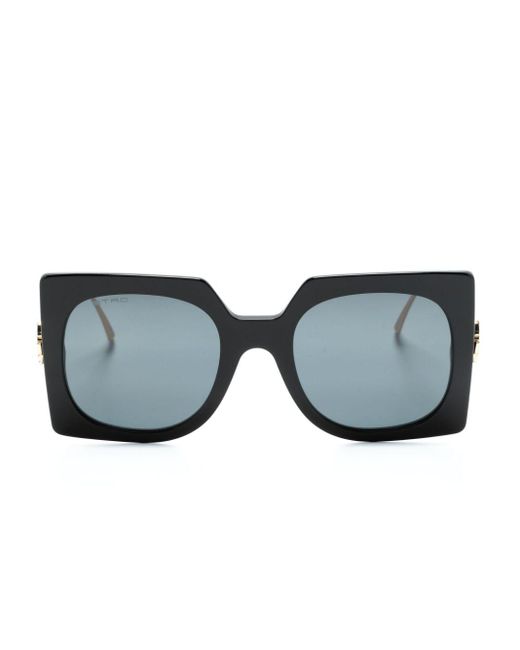 Etro Blue Pegaso-motif Oversize-frame Sunglasses