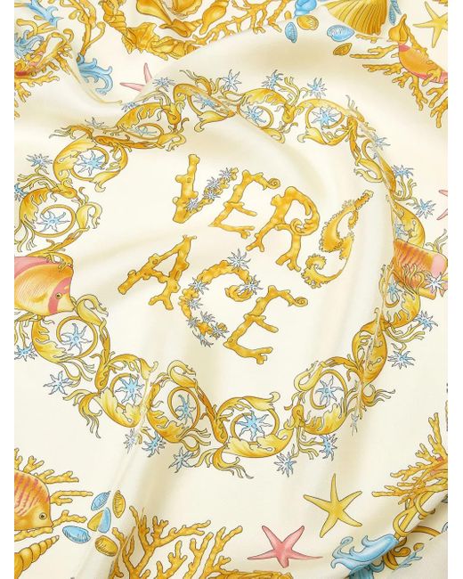 Versace Metallic Underwater Barocco Patterned Scarf