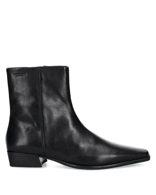 Vagabond Black Zip-Detail Pointed-Toe Boots