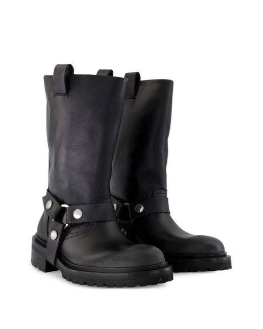 Golden Goose Deluxe Brand Black Kurt Buckle-Strap Calfskin Boots