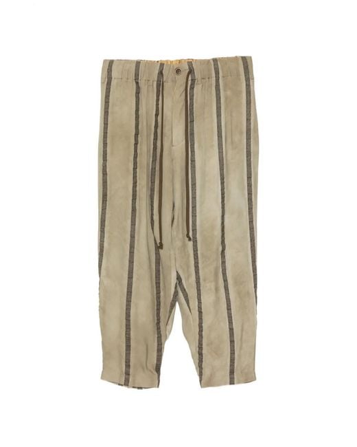 Uma Wang Natural Striped Drawstring Trousers for men