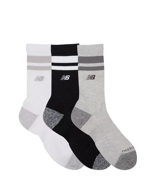 New Balance White Active Premium Stripe Crew Logo-Embroidered Socks (Set Of Three)