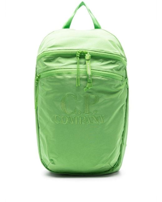 C P Company Green Chrome-r Logo-embroidered Backpack for men