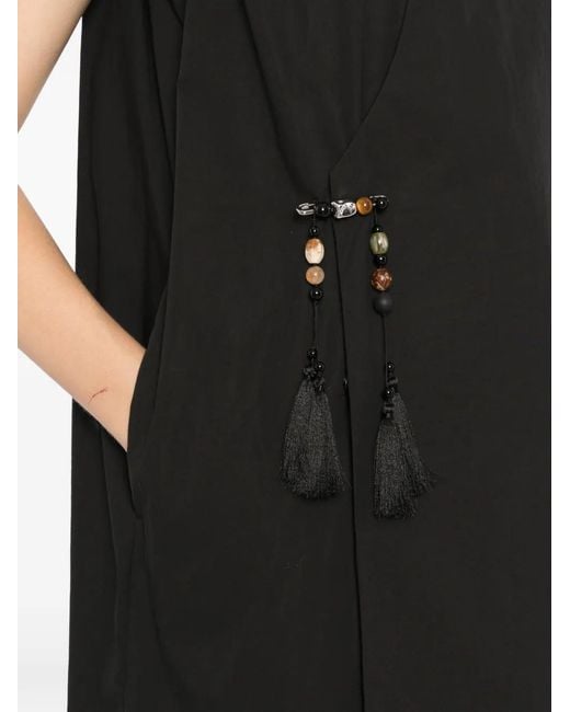 JNBY Black Robe Ornée De Perles Et De Pompons