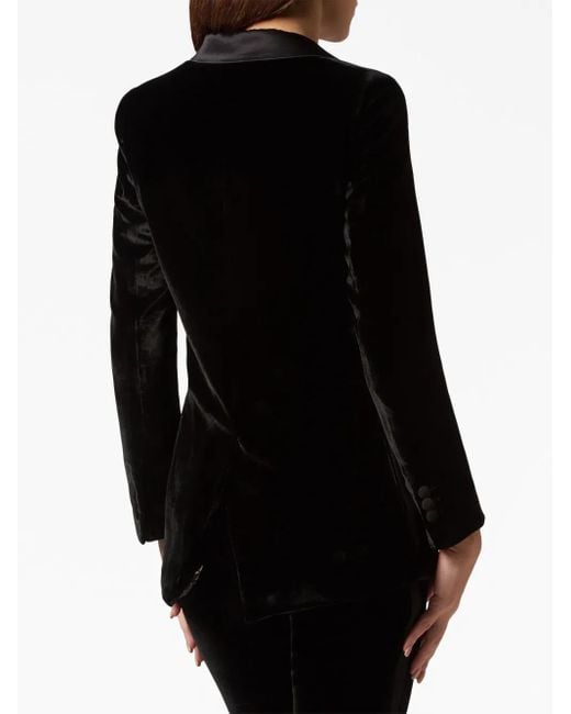 Philipp Plein Black Contrasting-Trim Velvet Blazer