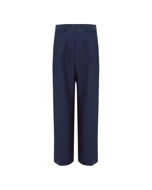 Laneus Blue Buttoned-Flap-Pocket Trousers for men