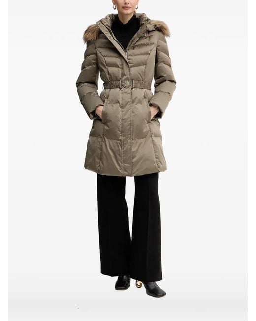 Guess Natural Logo-Buckle Padded Coat