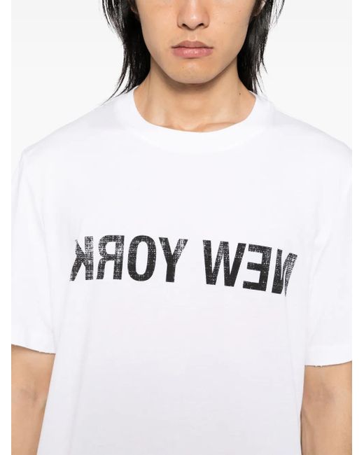 Camiseta New York con cinturón Helmut Lang de hombre de color White