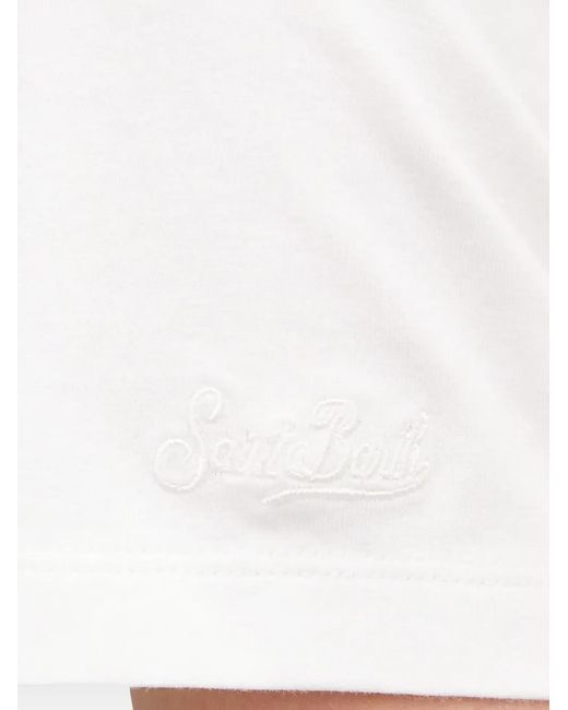 Mc2 Saint Barth White Embroidered T-Shirt