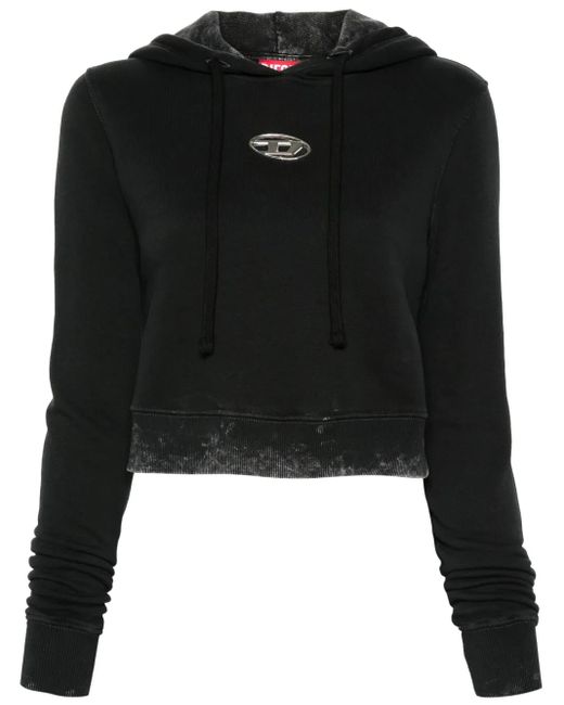 DIESEL Black F-Slimmy-Hood-P5 Faded Cut-Out Hoodie With Metal Logo