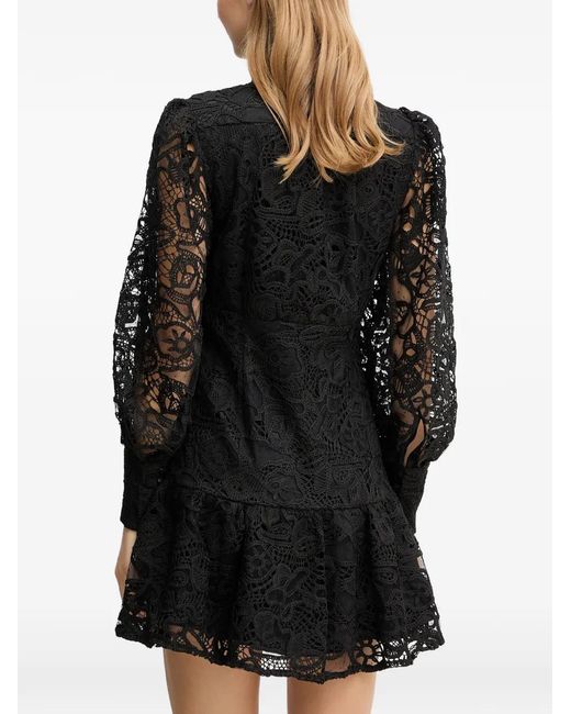 Bardot Remy All-Over-Lace Button-Up Mini Dress in Black | Lyst