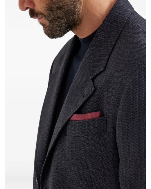 Brunello Cucinelli Purple Striped-Border Pocket Square for men
