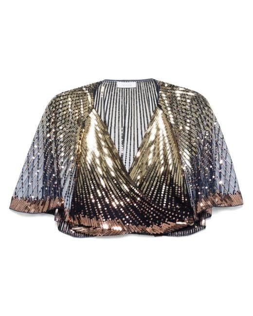 Rabanne Gray Sequin Embellished Blouse