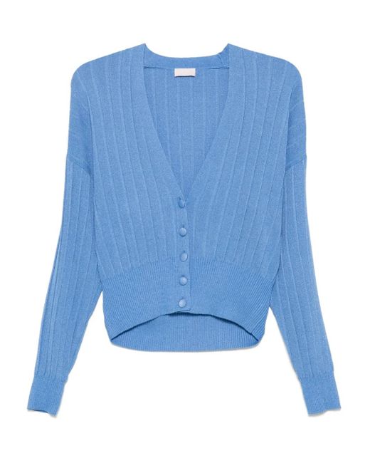 Liu Jo Blue Wide-Ribbed Cardigan
