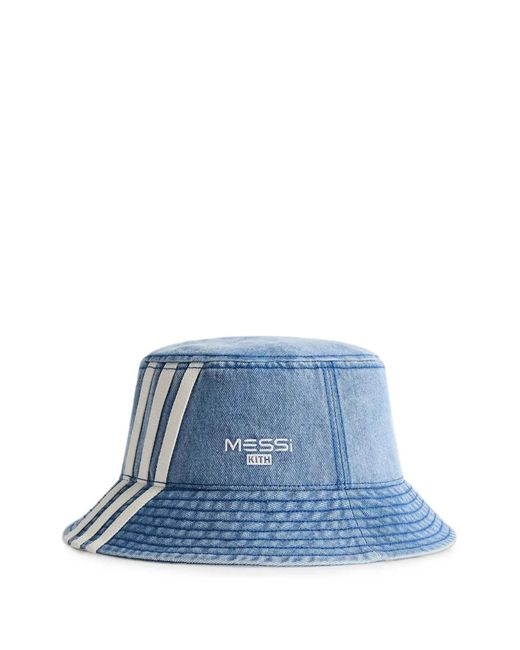 Kith Blue X Messi X Adidas Logo-Embroidered Bucket Hat for men