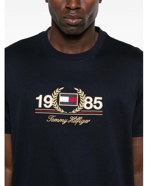 Tommy Hilfiger Black Embroidered-logo T-shirt for men