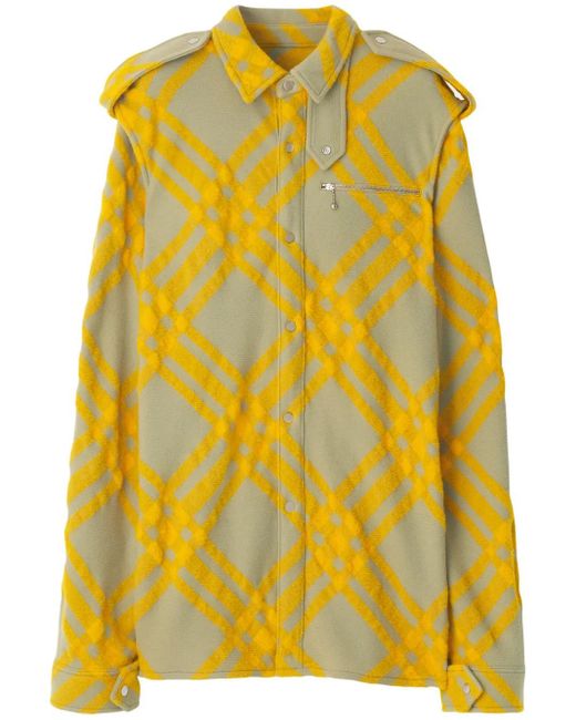 Burberry Yellow Check-Pattern Wool-Blend Shirt
