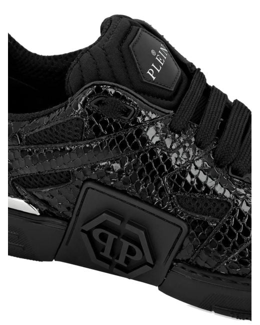 Philipp Plein Black Phantom Python Leather Sneakers