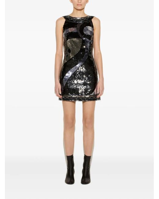 Emilio Pucci Black Sequin-Embellished Sleeveless Mini Dress