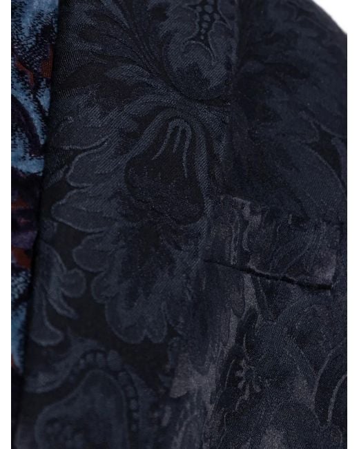 Etro Blue Blazer With Decorative Pattern