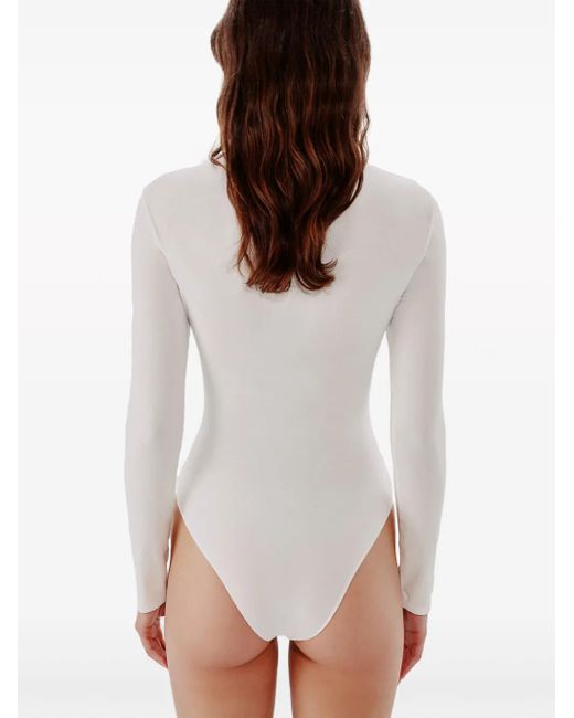 Another Tomorrow White Roll-Neck Long-Sleeve Bodysuit