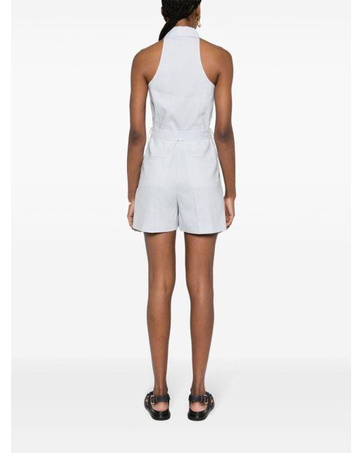 Claudie Pierlot White Pointed-collar Buttoned Playsuit