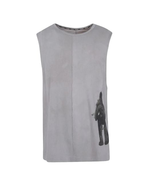 Ziggy Chen Gray Graphic-Print Sleeveless T-Shirt for men