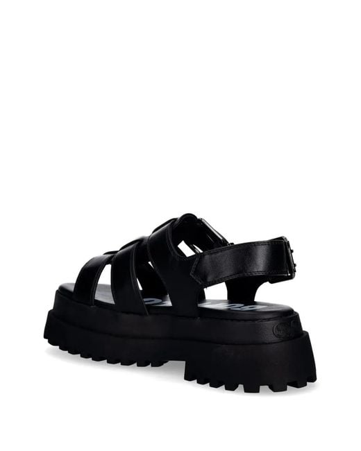 Buffalo Black Pluto Buckle-Fastening Caged Sandals
