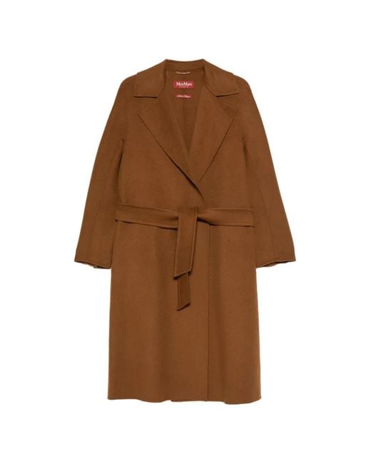 Max Mara Brown Belted Notch-Lapel Coat