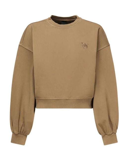 Pinko Natural Embroidered Balloon-Sleeve Sweatshirt