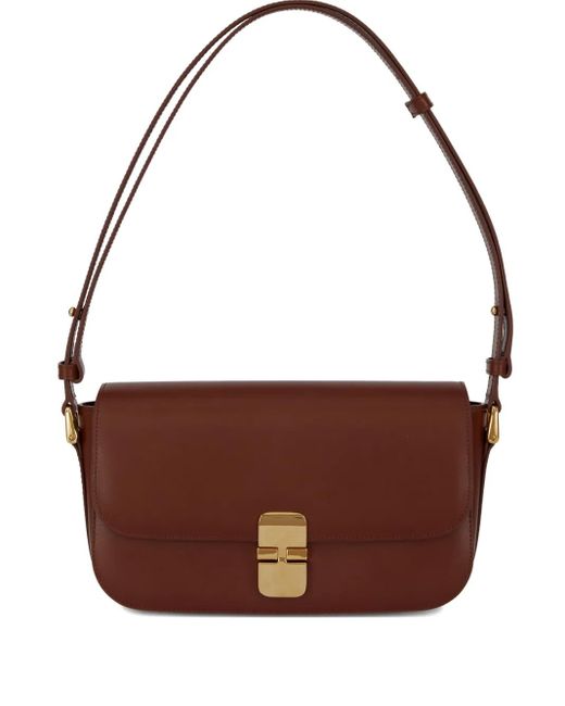 A.P.C. Brown Grace Flap Shoulder Bag