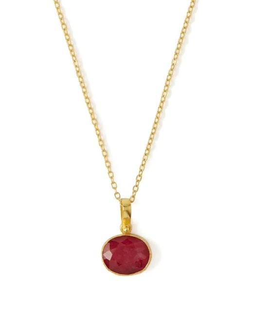 Ottoman Hands White Siena Ruby Pendant Necklace