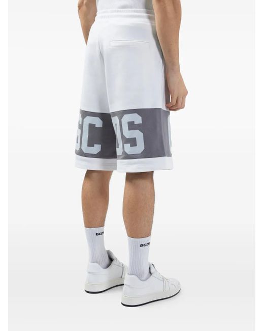 Gcds White Logo-Band Track Shorts for men