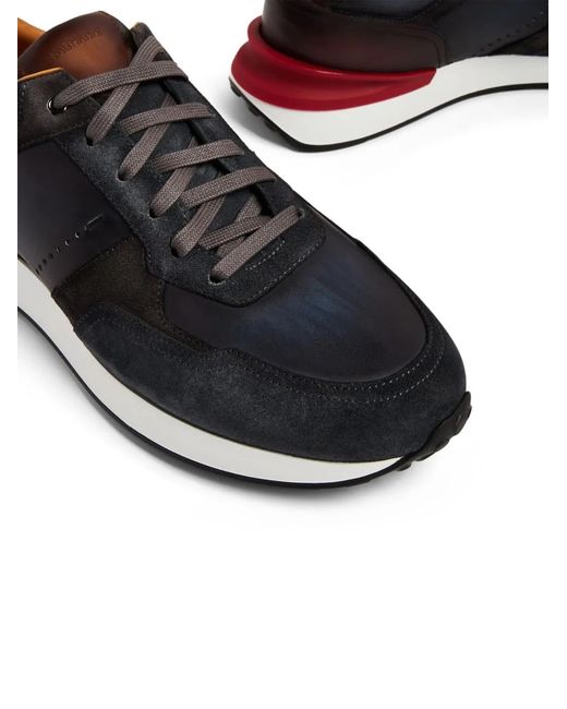 Magnanni Shoes Black Bravo Lace-Up Sneakers for men