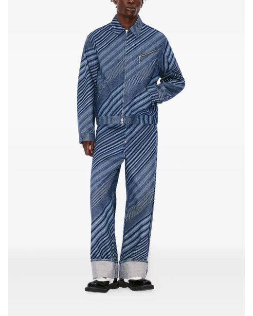 KENZO Blue Diagonal Stripe Cotton Jacket for men