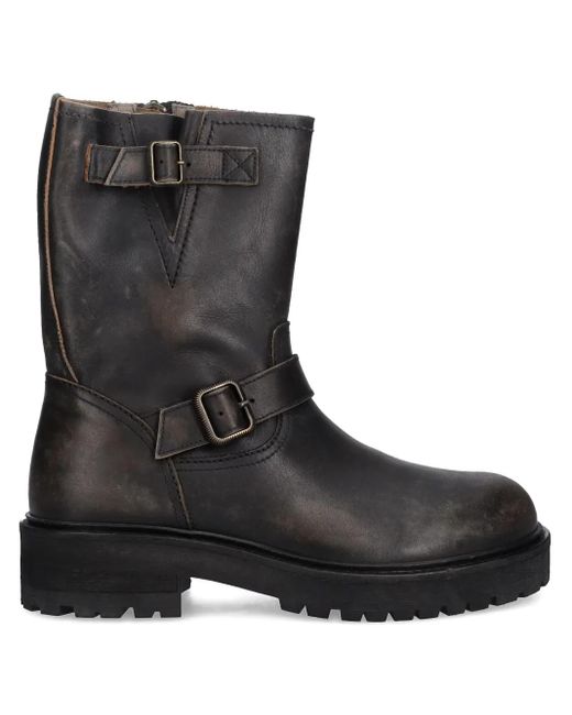 AllSaints Black Tait Buckle-Strap Boots for men