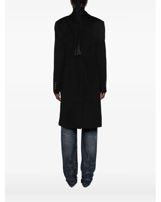 Dolce & Gabbana Black Single-Breasted Logo-Plaque Coat