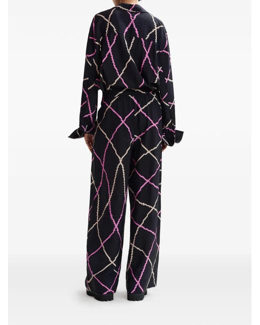 Essentiel Antwerp Black Patterned Drawstring Trousers