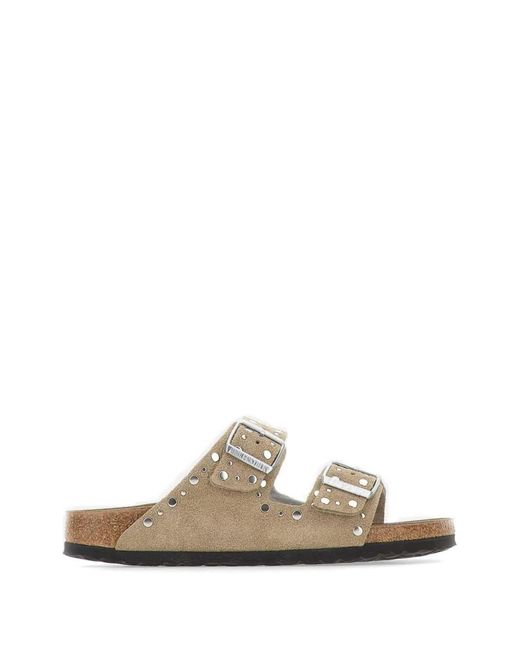 Birkenstock White Arizona Rivet Studded Flat Sandals