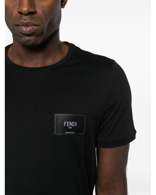 T-shirt en coton à logo appliqué Fendi pour homme en coloris Black
