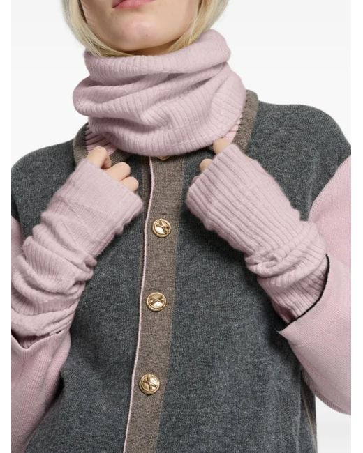 Barrie Pink Ribbed Cashmere Snood