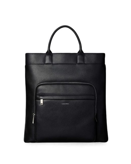 Calvin Klein Black Raised Pebbled-Texture Tote Bag for men