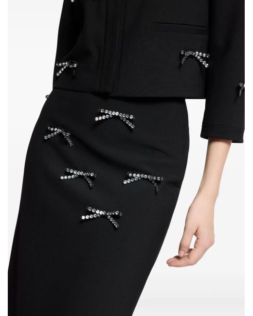 Elie Saab Black Bow-Detail Midi Skirt