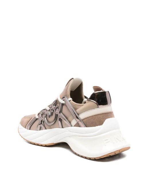 Pinko Brown Ariel Lace-Up Low-Top Sneakers