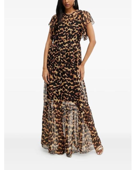 Silvian Heach Brown Ruffle-Detail Dress