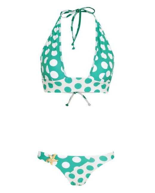 Amir Slama Blue Bikini mit Polka Dots
