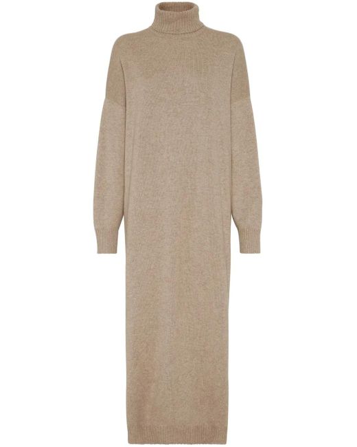 Robe Mi-Longue En Cachemire Brunello Cucinelli en coloris Natural